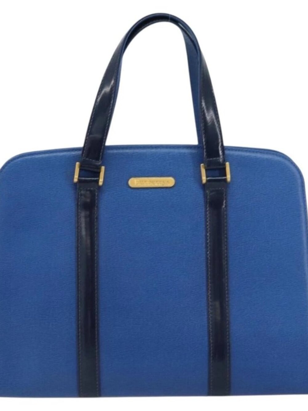 Burberrys Hand Bag Leather Blue Gold Auth 159091 - Picture 2 of 16